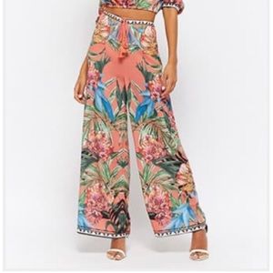 Floral print wide leg pant